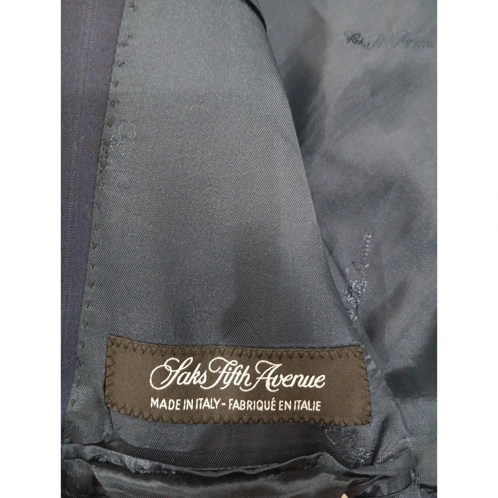 Ermenegildo‎ Zegna Saks Fifth Avenue Sport Coat Blazer Men 48 Navy Striped 2447